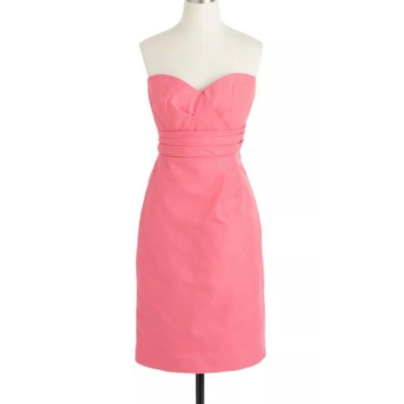 J. Crew Dresses & Skirts - New 4 JCREW Raquel Sheath Dress Strapless Cotton Formal Salmon Pink Short Small